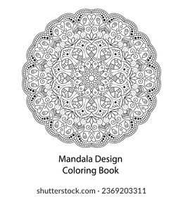 Lineal mandala design coloring book page vector design