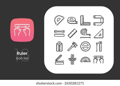 Lineal ruler icon design set