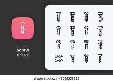 Lineal screw icon design set