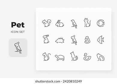 Lineal simple pet icon design set