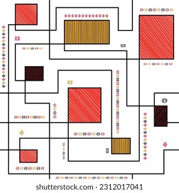 lineal sketch seamles pattern bases on south american indigenous figures