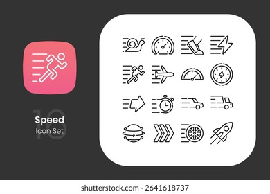 Lineal speed icon design set