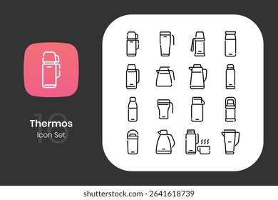 Lineal thermos icon design set