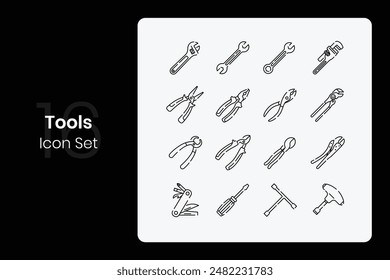 lineal tools icon design set