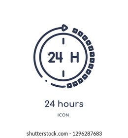 Linear 24 hours icon from Customer service outline collection. Thin line 24 hours icon vector isolated on white background. 24 hours trendy illustration