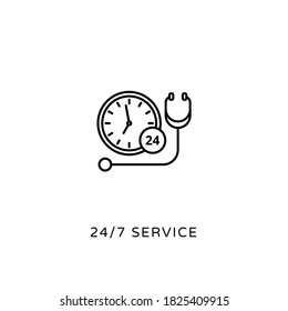Linear 24/7 Service icon in vector. Logotype