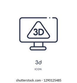 Linear 3d icon from Cinema outline collection. Thin line 3d vector isolated on white background. 3d trendy illustration