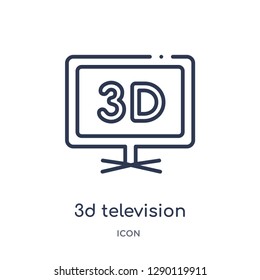 Linear 3d television icon from Cinema outline collection. Thin line 3d television vector isolated on white background. 3d television trendy illustration