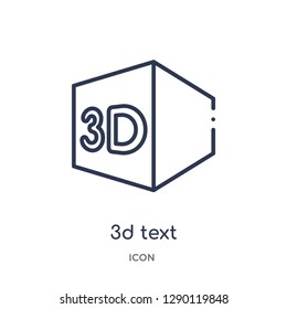 Linear 3d text icon from Cinema outline collection. Thin line 3d text vector isolated on white background. 3d text trendy illustration