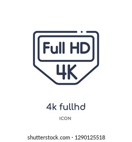 Linear 4k fullhd icon from Cinema outline collection. Thin line 4k fullhd vector isolated on white background. 4k fullhd trendy illustration