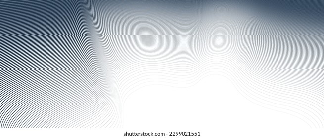 Linear abstract background, single color black vector design 3D lines in perspective, curve and wave lines in motion, smooth and soft backdrop.