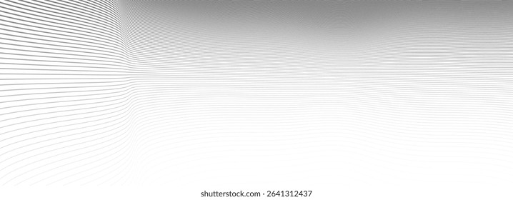 Linear abstract background, vector design 3D lines in perspective, curve and wave lines in motion, smooth and soft backdrop.