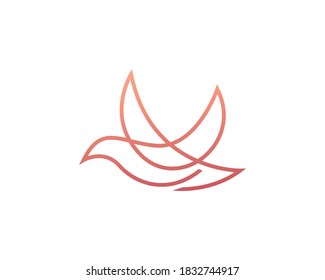 Linear abstract bird logo template suitable for businesses and product names. This stylish logo design could be used for different purposes for a company, product, service or for all your ideas.