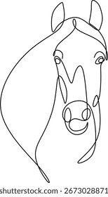 Linear abstract continuous drawing of horse. Hand drawn without artificial intelligence
