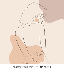 Linear abstract drawing of an elegant female back. Vector illustration. 