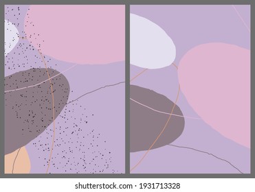 Linear abstract drawing on flat background. Contemporary composition. Modern art, print or poster. Natural color textured with spots and lines. Matte colors.