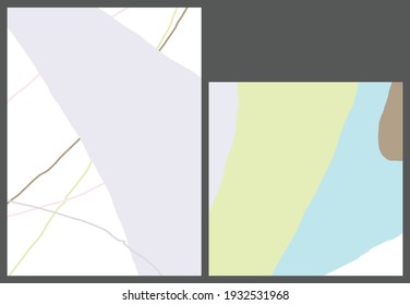 Linear abstract drawing on flat background. Contemporary composition. Modern art, print or poster. Natural color textured with spots and lines. Matte colors.