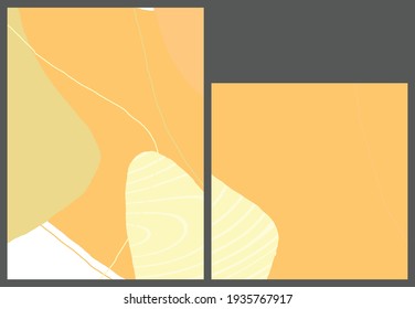 Linear abstract drawing on flat background. Contemporary composition. Modern art, print or poster. Natural color textured with spots and lines. Matte colors.