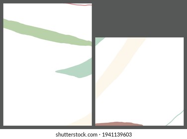 Linear abstract drawing on flat background. Contemporary composition. Modern art, print or poster. Natural color textured with spots and lines. Matte colors.