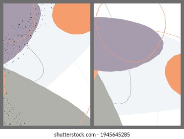 Dibujo lineal abstracto sobre fondo plano. Composición contemporánea. Arte moderno, impreso o afiche. Color natural texturado con puntos y líneas. Colores mate.