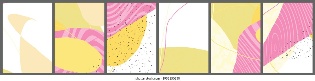 Linear abstract drawing on flat background. Contemporary composition. Modern art, print or poster. Natural color textured with spots and lines. Matte colors.