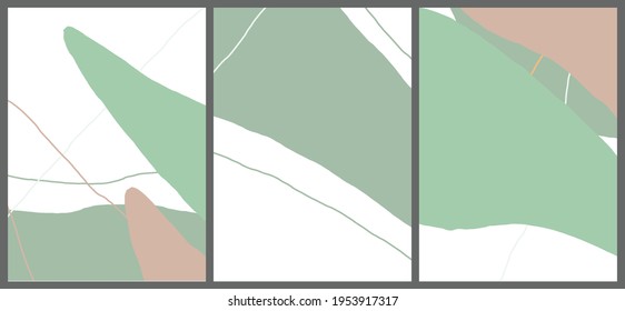 Linear abstract drawing on flat background. Contemporary composition. Modern art, print or poster. Natural color textured with spots and lines. Matte colors.