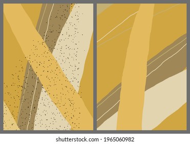 Linear abstract drawing on flat background. Contemporary composition. Modern art, print or poster. Natural color textured with spots and lines. Matte colors.