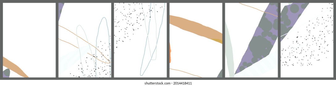 Linear abstract drawing on flat background. Contemporary composition. Modern art, print or poster. Natural color textured with spots and lines. Matte colors.