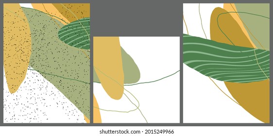 Linear abstract drawing on flat background. Contemporary composition. Modern art, print or poster. Natural color textured with spots and lines. Matte colors.