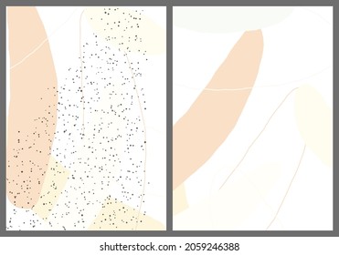 Linear abstract drawing on flat background. Contemporary composition. Modern art, print or poster. Natural color textured with spots and lines. Matte colors.