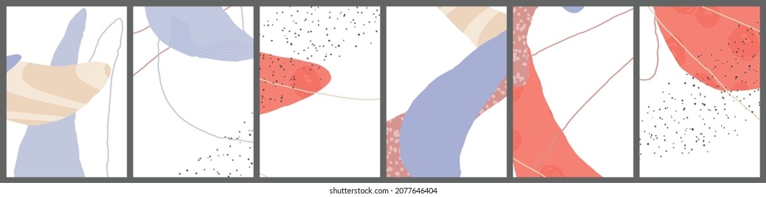 Linear abstract drawing on flat background. Contemporary composition. Modern art, print or poster. Natural color textured with spots and lines. Matte colors.