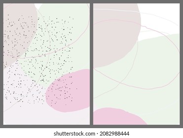 Linear abstract drawing on flat background. Contemporary composition. Modern art, print or poster. Natural color textured with spots and lines. Matte colors.