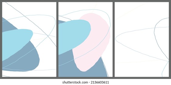 Linear abstract drawing on flat background. Contemporary composition. Modern art, print or poster. Natural color textured with spots and lines. Matte colors.