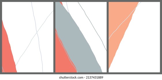 Linear abstract drawing on flat background. Contemporary composition. Modern art, print or poster. Natural color textured with spots and lines. Matte colors.