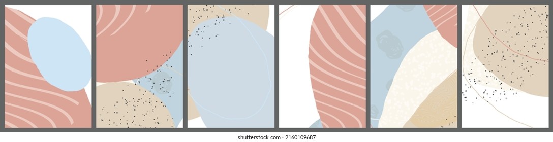 Linear abstract drawing on flat background. Contemporary composition. Modern art, print or poster. Natural color textured with spots and lines. Matte colors.