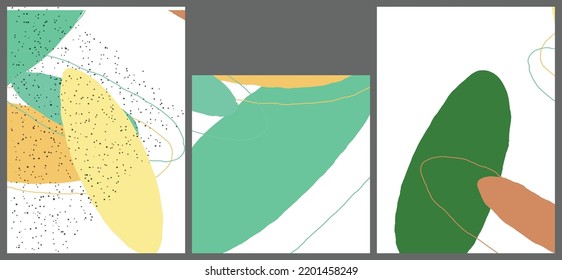 Linear abstract drawing on flat background. Contemporary composition. Modern art, print or poster. Natural color textured with spots and lines. Matte colors.