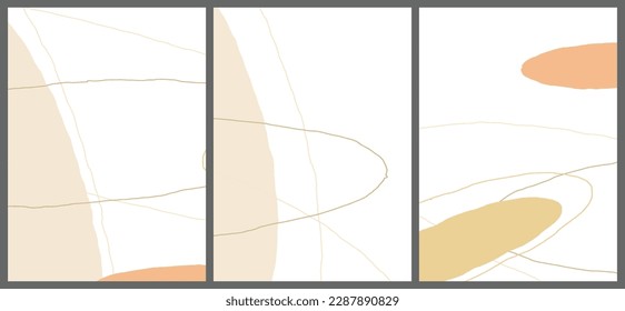 Dibujo lineal abstracto sobre fondo plano. Composición contemporánea. Arte moderno, impreso o afiche. Color natural texturado con puntos y líneas. Colores mate.
