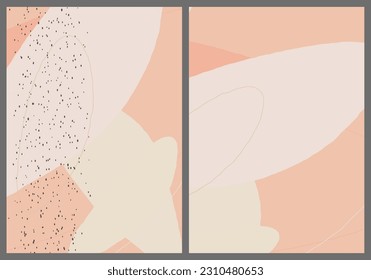 Linear abstract drawing on flat background. Contemporary composition. Modern art, print or poster. Natural color textured with spots and lines. Matte colors.