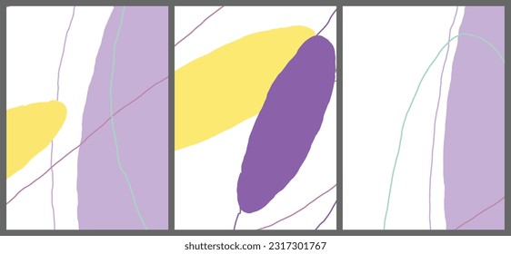 Linear abstract drawing on flat background. Contemporary composition. Modern art, print or poster. Natural color textured with spots and lines. Matte colors.