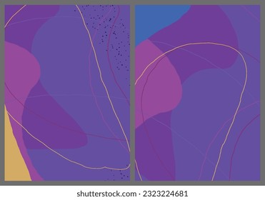 Linear abstract drawing on flat background. Contemporary composition. Modern art, print or poster. Natural color textured with spots and lines. Matte colors.