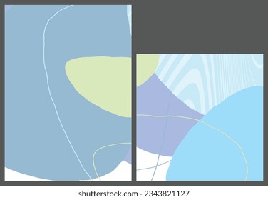 Linear abstract drawing on flat background. Contemporary composition. Modern art, print or poster. Natural color textured with spots and lines. Matte colors.