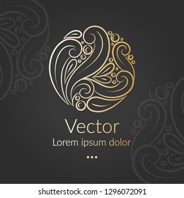 Linear abstract emblem. Elegant, classic vector. Can be used for jewelry, beauty and fashion industry. Great for logo, monogram, invitation, flyer, menu, brochure, background, or any desired idea.