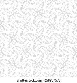 Linear abstract floral seamless pattern. Intersecting curved elegant stylized leaves and scrolls  forming abstract floral ornament in Arabic style. Arabesque design.