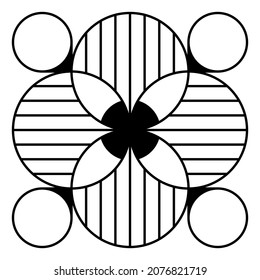 Linear Abstract Geometric Element. Black And White Modern Poster. Abstract Wall Art. Digital Art Of Interior Decoration For Print