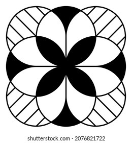 Linear Abstract Geometric Element. Black And White Modern Poster. Abstract Wall Art. Digital Art Of Interior Decoration For Print