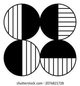 Linear Abstract Geometric Element. Black And White Modern Poster. Abstract Wall Art. Digital Art Of Interior Decoration For Print