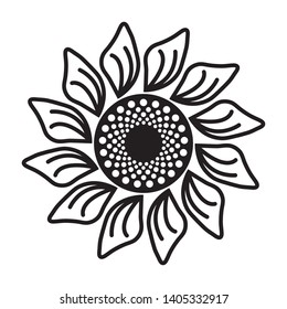 Linear abstract hand drawn sunflower vector illustration isolated on white background. 