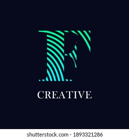 Linear abstract letter F vector logo design. Suitable for business, stripe font symbol  and digital print