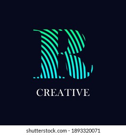 Linear abstract letter R vector logo design. Suitable for business, stripe font symbol  and digital print