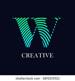 Diseño del logotipo vectorial W de letra abstracta lineal. Adecuado para empresas, símbolo de letra de banda e impresión digital
